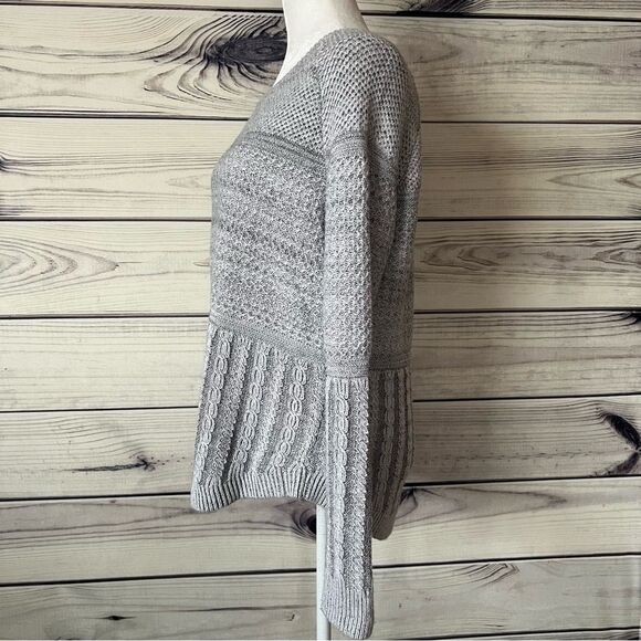 Athleta Borealis Grey Textured Cable Knit Wool Blend Sweater - Picture 6 of 9